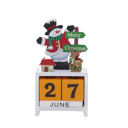 Wooden Christmas Countdown Calendar with Santa, Elk, and Snowman – Festive Home Decor