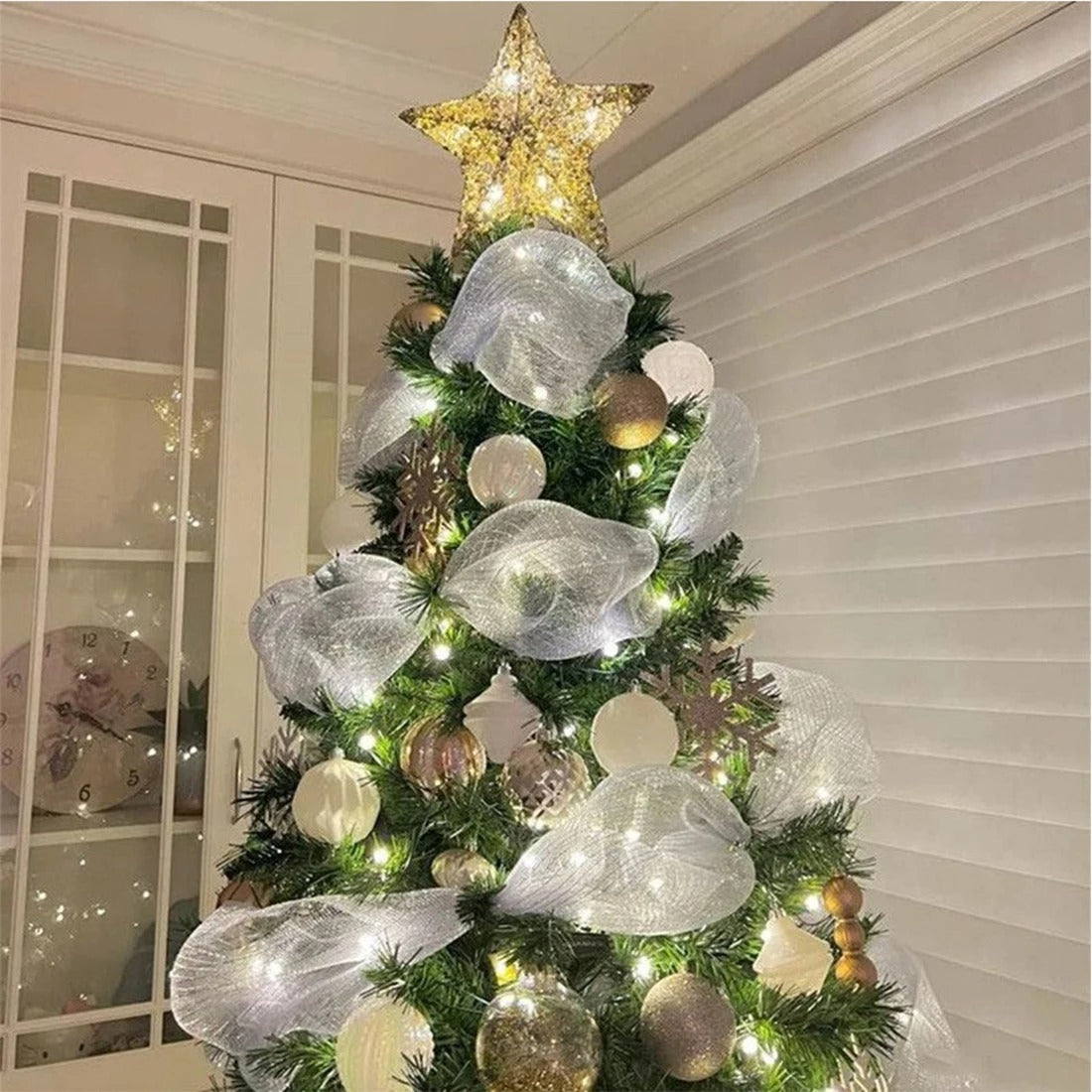 "Christmas Ribbon & Tulle Mesh Roll – Tree Decoration & DIY Holiday Decor for 2024"