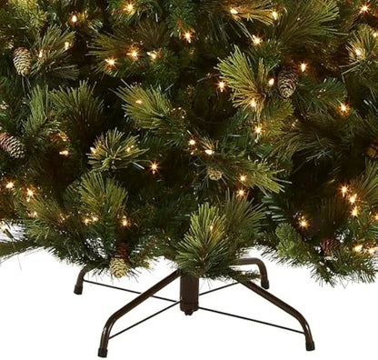 "Pre-Lit Artificial Christmas Tree with 750 Clear Lights, Pinecones, and 1399 Branches"