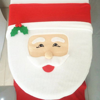 Cute Santa Claus Christmas Toilet Seat Cover & Bathroom Mat Set – Festive 2024 Holiday Decor