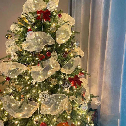 "Christmas Ribbon & Tulle Mesh Roll – Tree Decoration & DIY Holiday Decor for 2024"