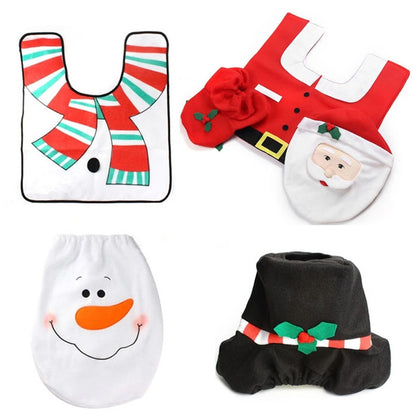 Cute Santa Claus Christmas Toilet Seat Cover & Bathroom Mat Set – Festive 2024 Holiday Decor