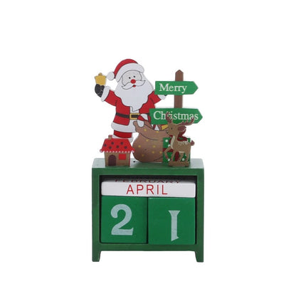 Wooden Christmas Countdown Calendar with Santa, Elk, and Snowman – Festive Home Decor