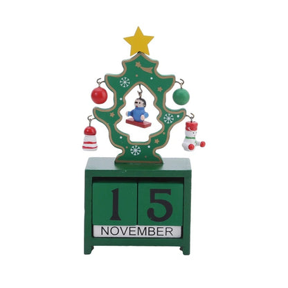 Wooden Christmas Countdown Calendar with Santa, Elk, and Snowman – Festive Home Decor