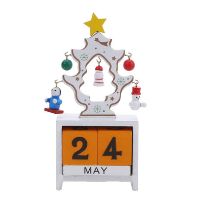 Wooden Christmas Countdown Calendar with Santa, Elk, and Snowman – Festive Home Decor